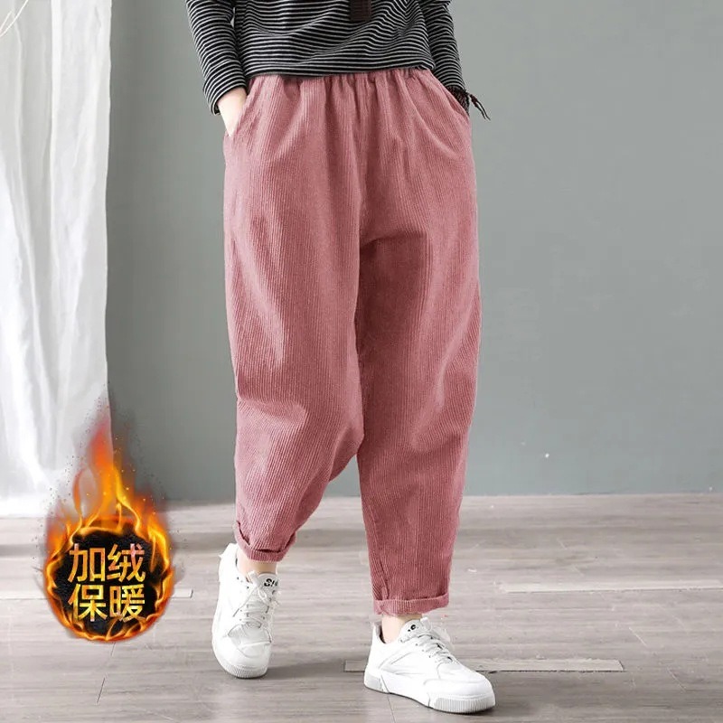 Corduroy Pant Warm - Women Corduroy Harem Pants Elastic Waist